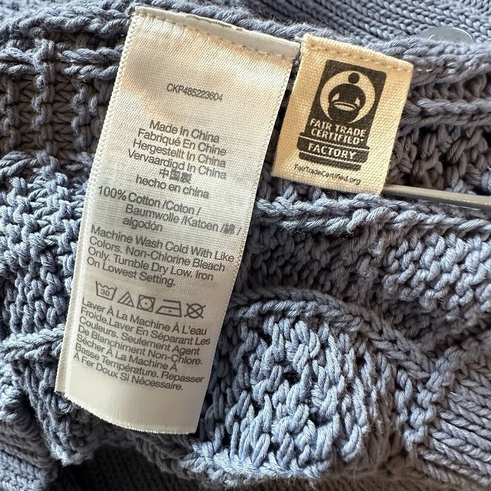 Madewell Blue Open Stitch Cable Knit Cotton Cardigan Sweater Sz M Timeless Cold - Picture 6 of 10